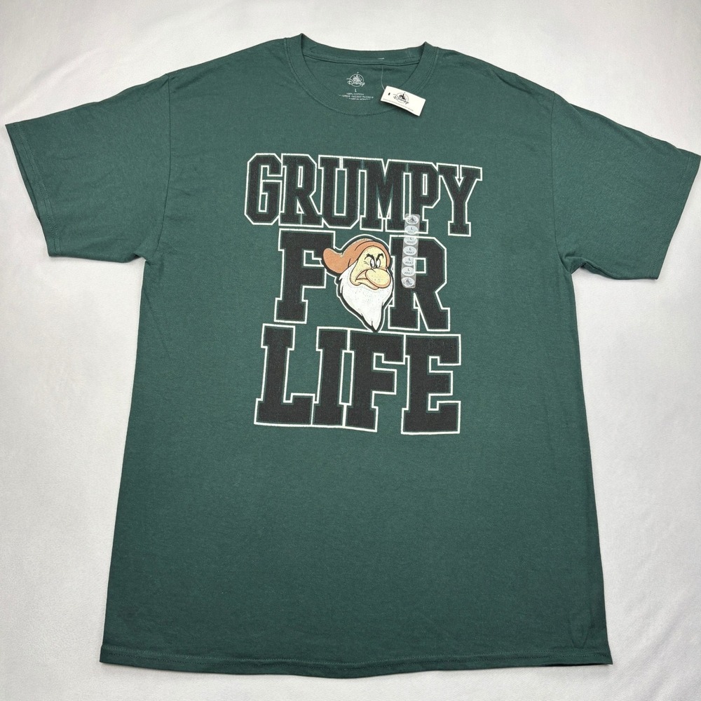 Disney Parks Shirt Adult Large Green Grumpy For Life Snow White Graphic Tee NWT